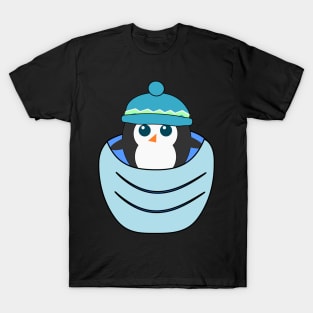 Cute penguin in a blue pocket T-Shirt